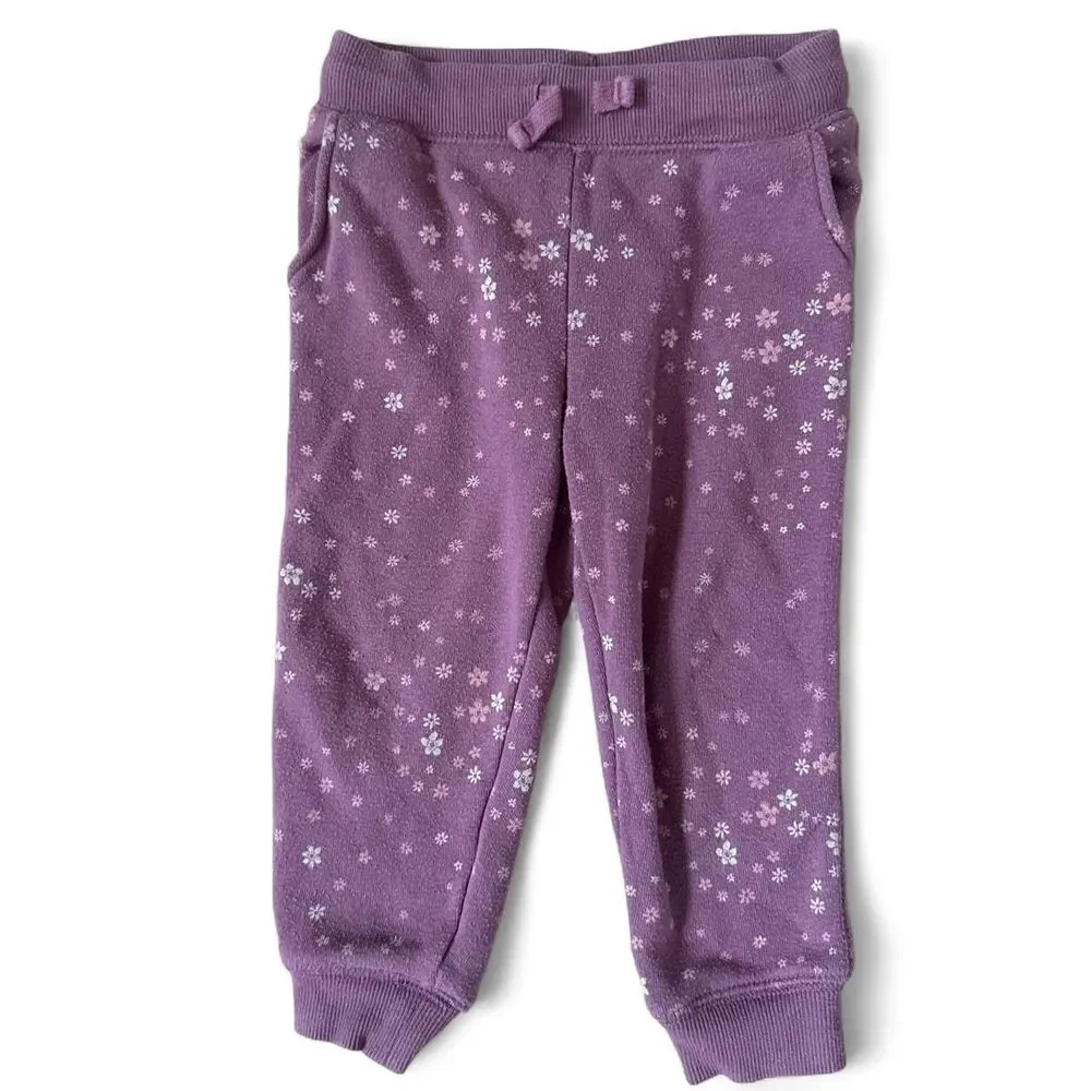OshKosh B’gosh Floral Fleece Jogger Sweatpants 24M Purple
